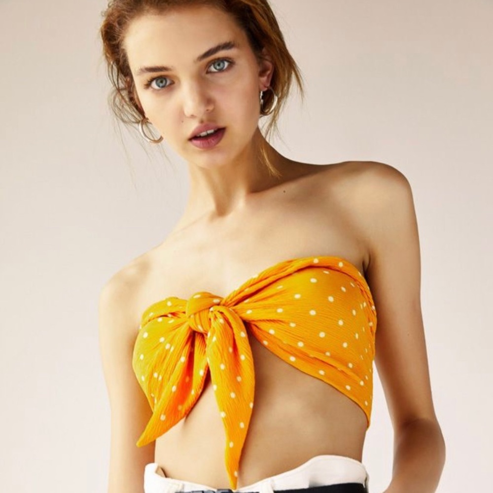 Bershka Tie Front Bandeau Top Size Medium